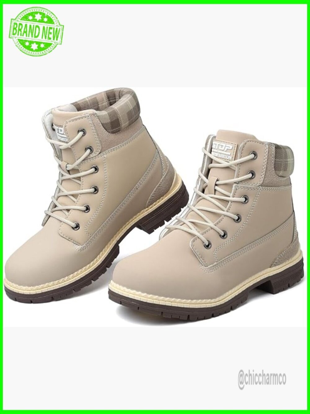 Waterproof Combat Ankle Boots Lace Up Low Heel Lightweight Fall Booties